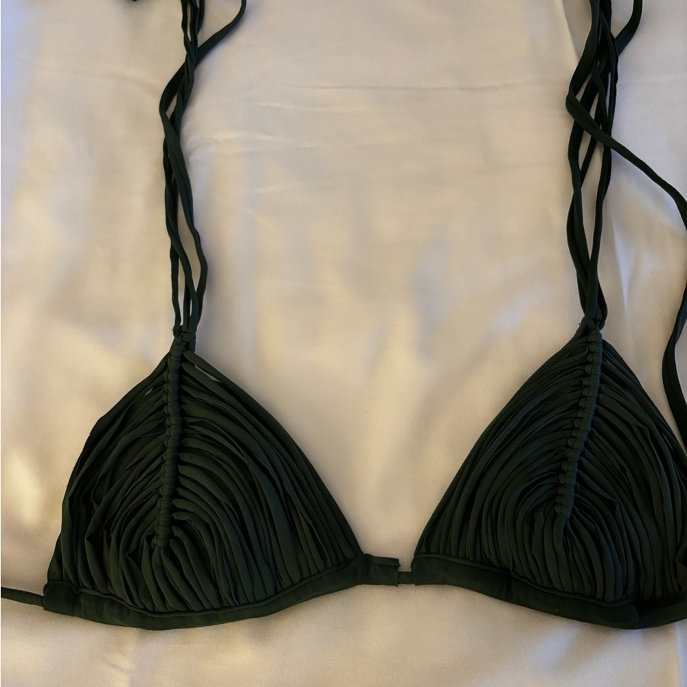 Pilyq Dark Green Bikini Top